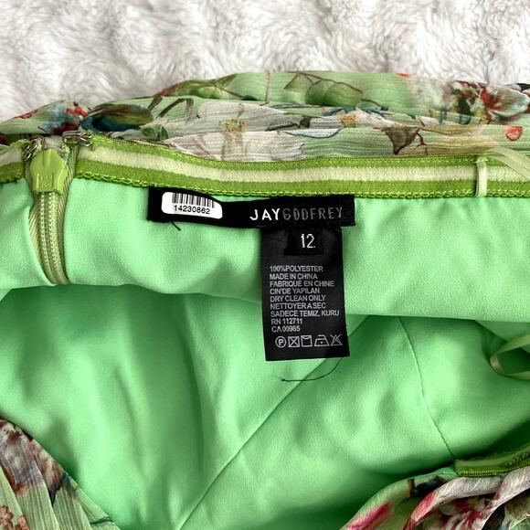 Jay Godfrey Green Lydia Floral Strapless Chiffon Pleated Preppy Romper 12 - Picture 5 of 8